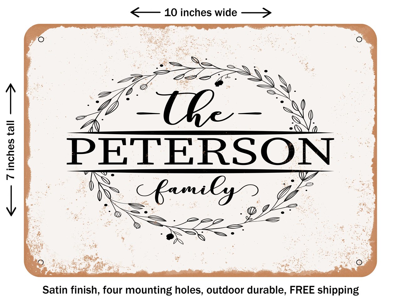 DECORATIVE METAL SIGN - the Peterson Family - Vintage Rusty Look